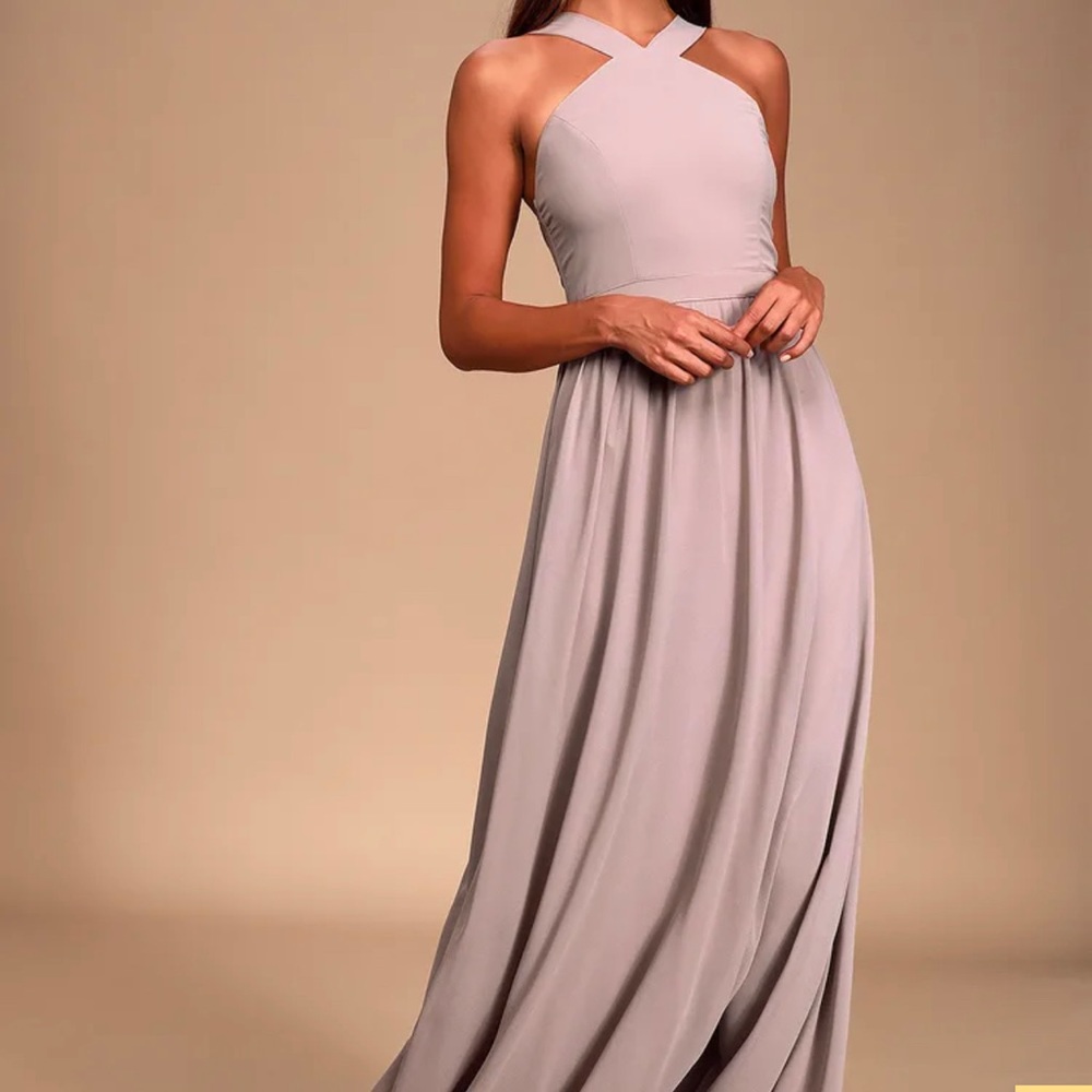 Lulus Air of Romance Taupe Maxi Dress. Size Medium